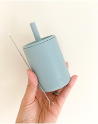 Bare The Label - Silicone Sippy Cup with Straw Cleaner