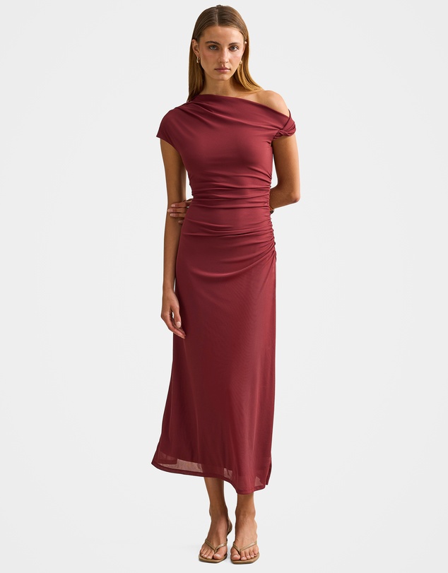 Paris Draped Mesh Midi Dress by Forever New Online | THE ICONIC | Australia