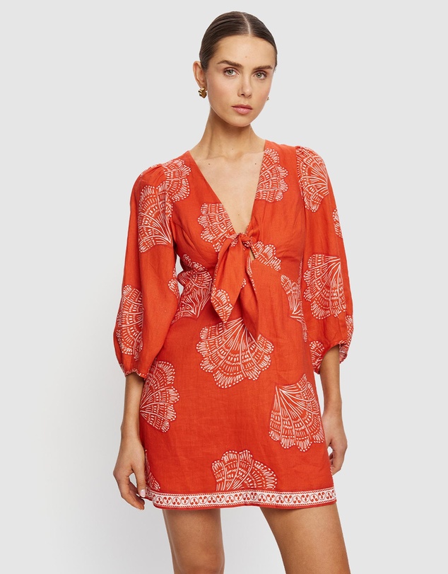 KIVARI - Indira Tie Front Mini Dress