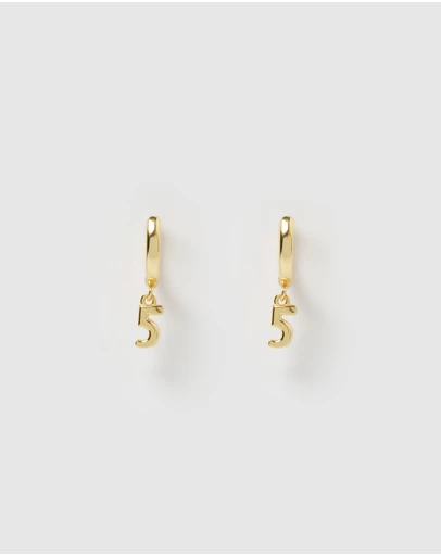 Izoa - Number 5 Huggie Earrings