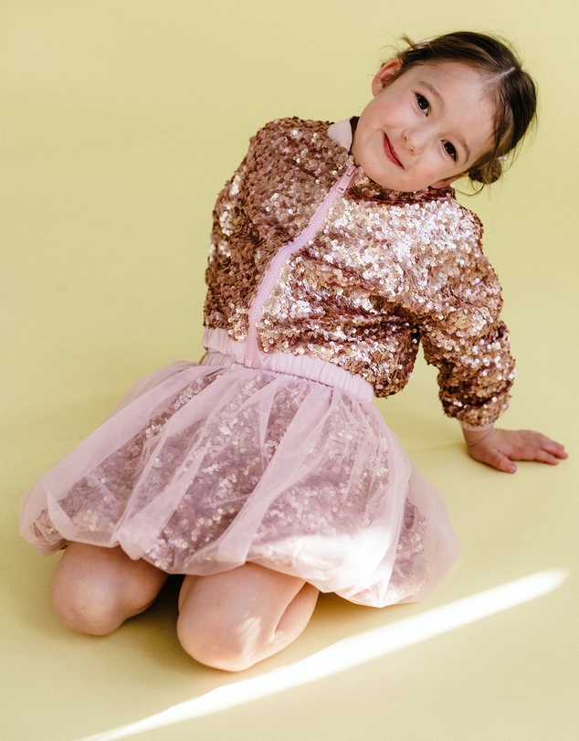 Rock Your Kid - Rebel Sequin Bomber Jacket in Champagne