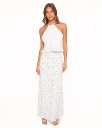 Petal & Pup - Steele Bias Maxi Skirt - White Vintage Floral