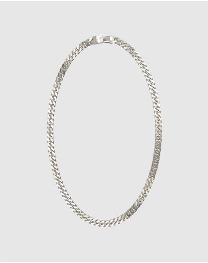 GUESS - GUESS Mens Silver-Tone Curb Chain Necklace