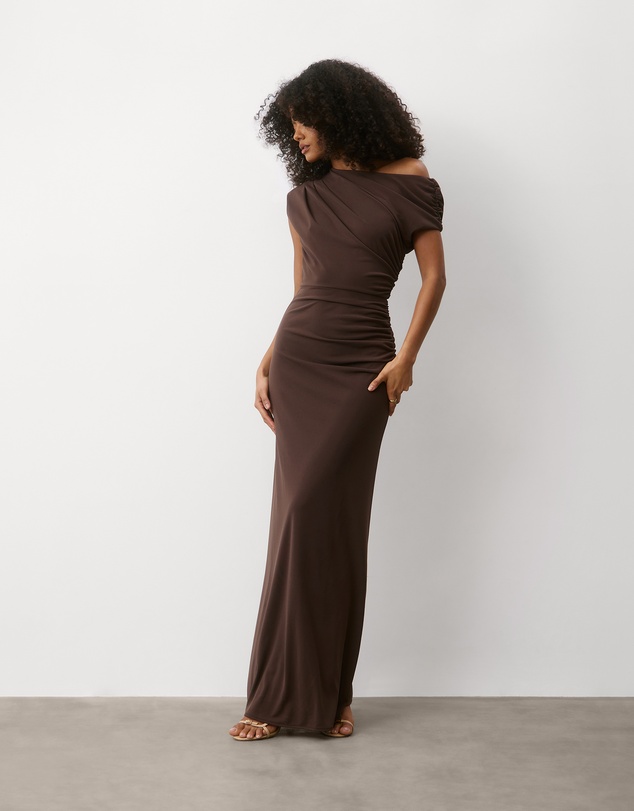Six Stories - Asymmetric Neck Stretch Sculpt Bridesmaid Dress