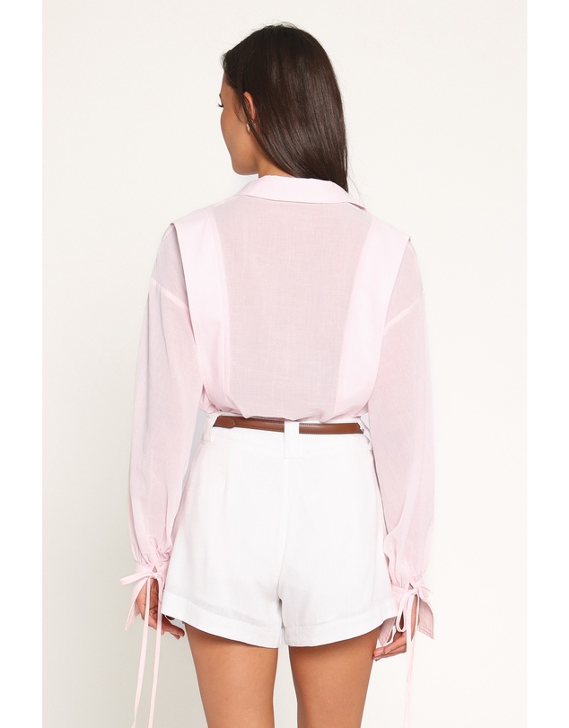 Petal & Pup - Lou Tie Cuff Shirt - Pale Pink