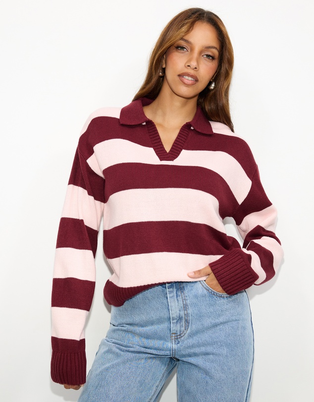 Dazie - Freya Stripe Knit Polo