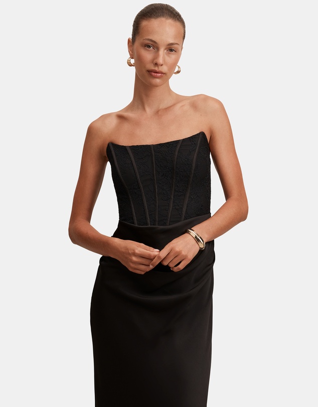 Forever New - Ivy Lace Corset Drape Maxi Dress