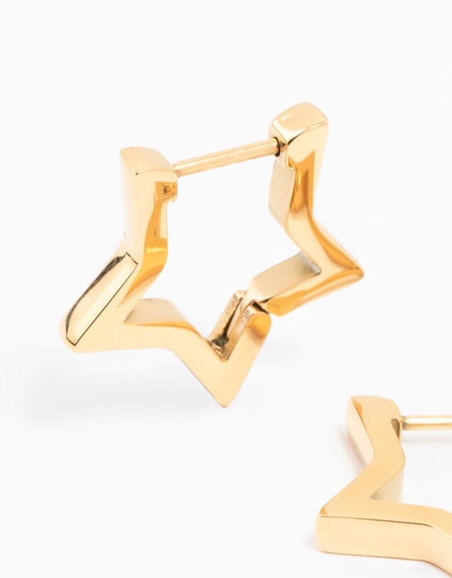 Lovisa - Gold Plated Surgical Steel Star Outline Huggie Earrings