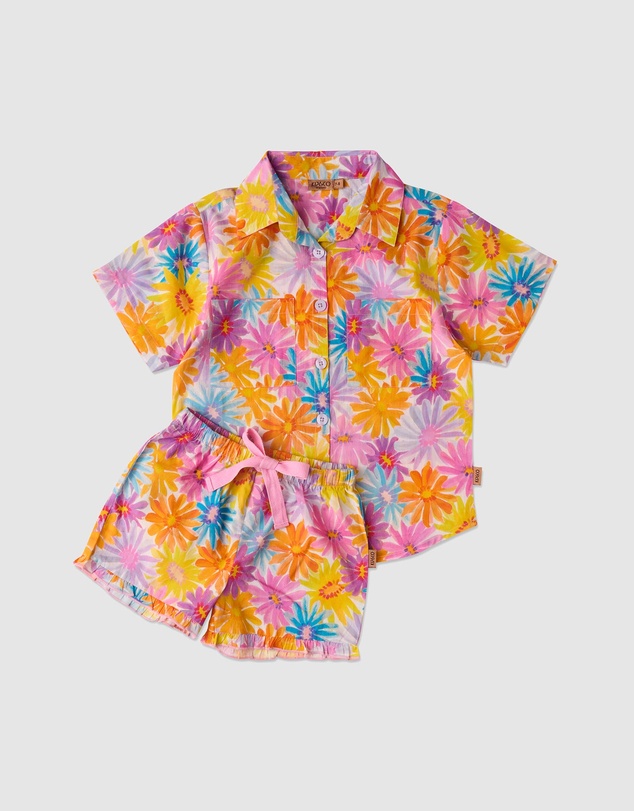 Kip&Co - Petal Power Kids Organic Cotton SS Shirt & Shorts Pyjama - Kids-Teens