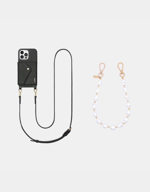 LOUVE COLLECTION - Leather Phone Case Wallet & Strap + Daisy Pearl Wristlet