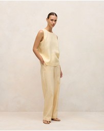 Trenery - Delave Linen Shell Tank in Butter
