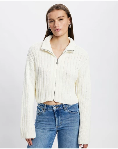 Malbon - Allegra Chunky Golf Knit Zip Up