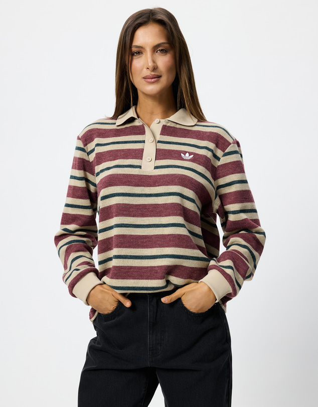 adidas Originals - Striped Knitted Polo Top