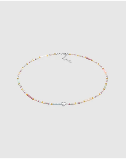 Elli Jewelry - Pastel Bead Heart Choker Necklace