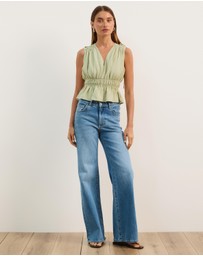 Atmos&Here - Ray Linen Blend Sleeveless Gathered Top