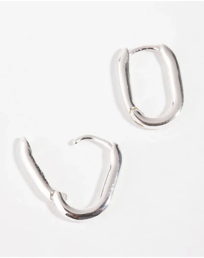 Lovisa - Sterling Silver Sleek Oval Huggie Earrings