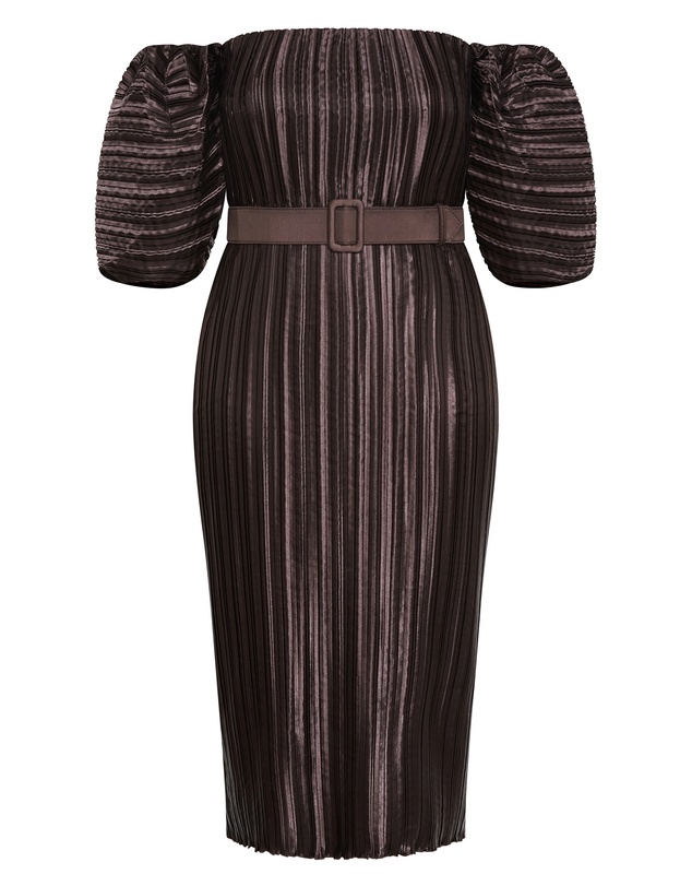City Chic - Krista Pleat Midi Dress
