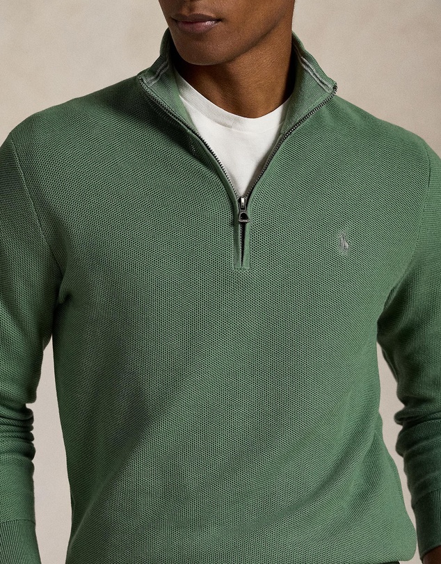 Polo Ralph Lauren - Mesh-Knit Cotton Quarter-Zip Sweater