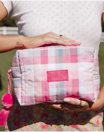 The Somewhere Co - Pink Plaid Cosmetic Case