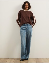 Atmos&Here - Contrast Trim Long Sleeve T-Shirt