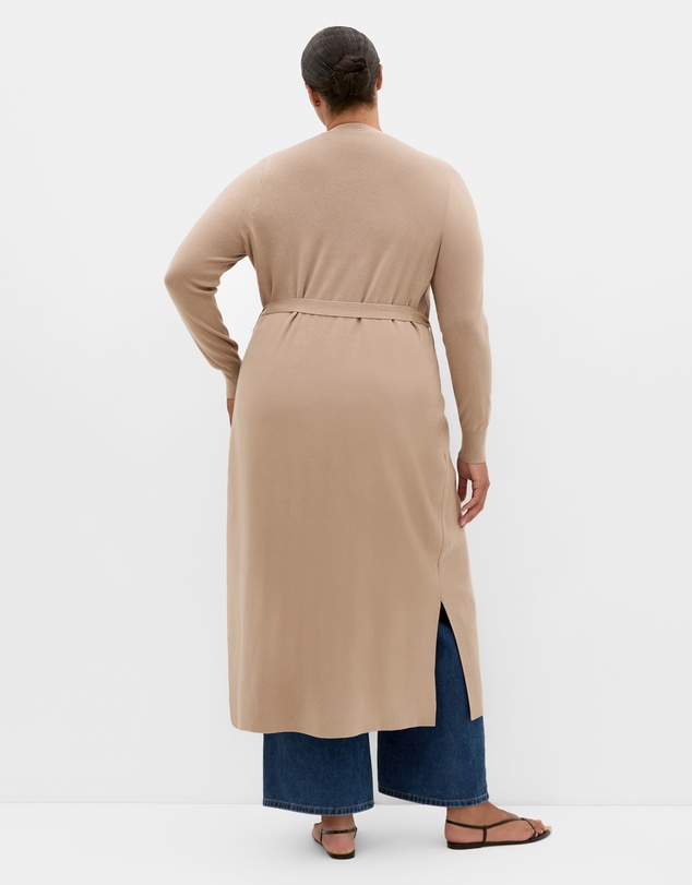 City Chic - Plus size Goldie Longline Knit Cardigan - taupe