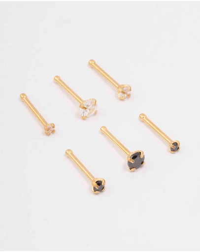 Lovisa - Gold Plated Surgical Steel Graduating Nose Stud 6-Pack
