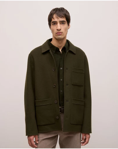Trenery - Double Faced Wool Chore Jacket in Deep Forest