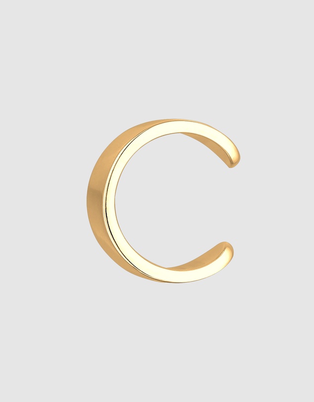 Kuzzoi - ICONIC EXCLUSIVE - Earrings Men Single Earcuff Basic Trend in 925 Sterling Silver Gold Plated