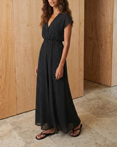Atmos&Here - Amelia Extended Sleeve Maxi Printed Dress