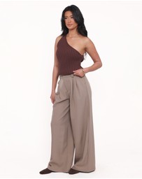 Petal & Pup - Kathryn Wide Leg Pant - Beige