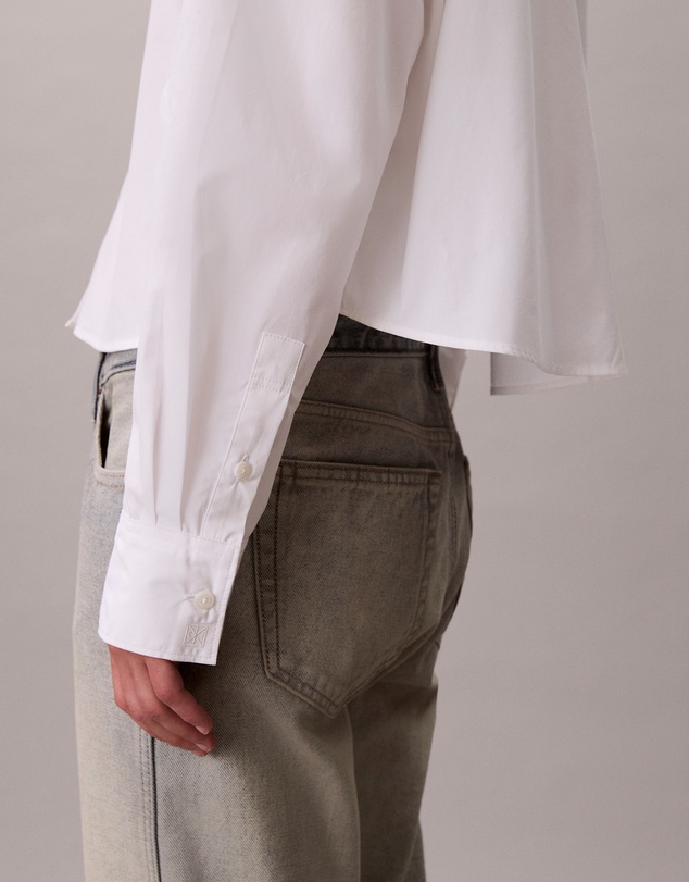 Calvin Klein - Poplin Relaxed Cropped Button-Down Shirt