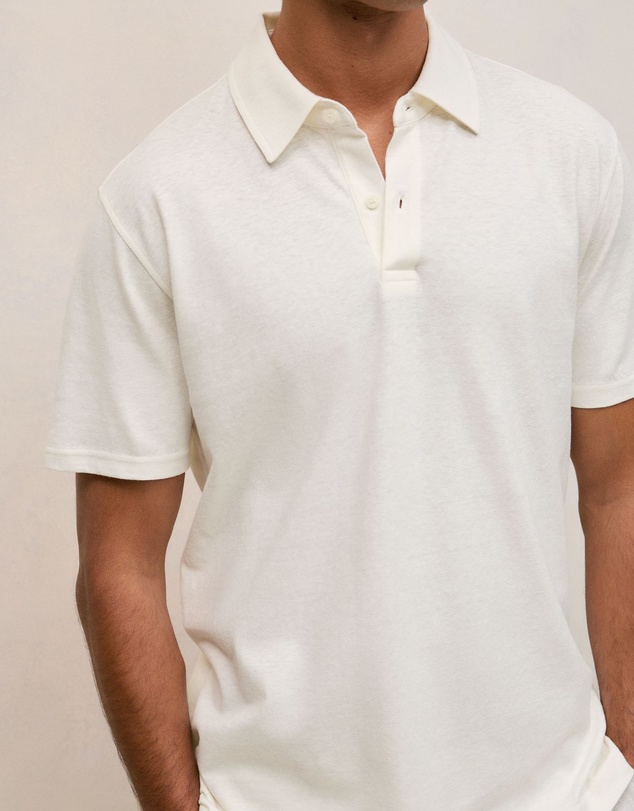 Trenery - Linen Cotton Jersey Polo in Parchment