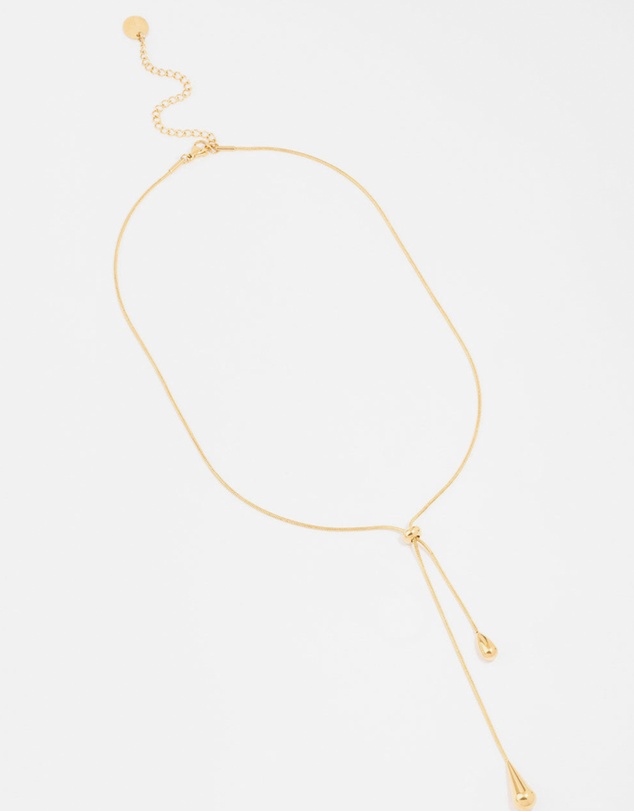 Lovisa - Waterproof Gold Plated Stainless Steel Pull Through Lariat Necklace
