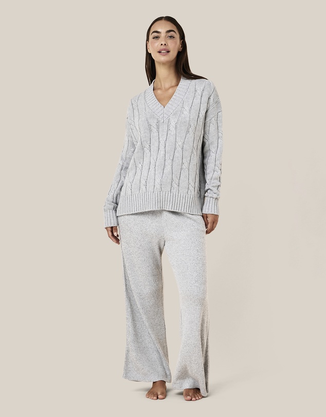 Papinelle - Cotton Cashmere Cable V- Neck Jumper