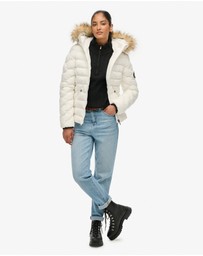 Superdry - Fuji Faux Fur Slim Fit Hood Padded Jacket