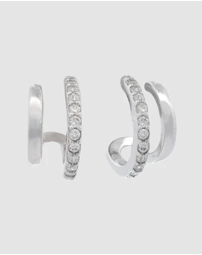 Georgini - GEORGINI MIDNIGHT VELVET RATRI DOUBLE EARRING SILVER