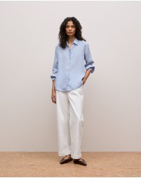 Trenery - Delave Linen Long Sleeve Shirt in Chambray