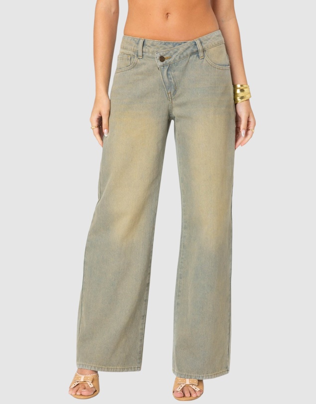 EDIKTED - Asymmetric Low Rise Wrap Jeans
