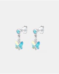 Elli Jewelry - Earrings Kids Butterfly Crystals Light Blue 925 Sterling Silver