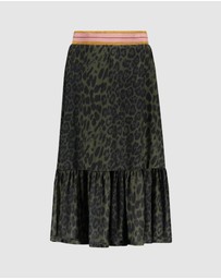 Like FLO - Green Leopard Print Maxi Skirt - Kids-Teens