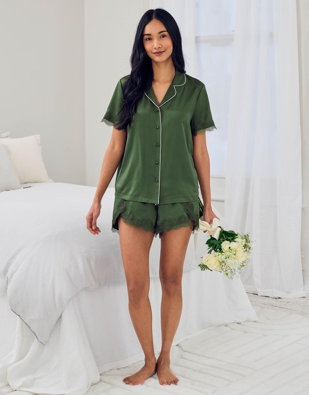 Chelsea Peers - Recycled Satin Button Up Pyjama Set