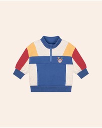 Huxbaby - Colour Block 1/4 Zip Sweat - ICONIC EXCLUSIVE - Babies-Kids