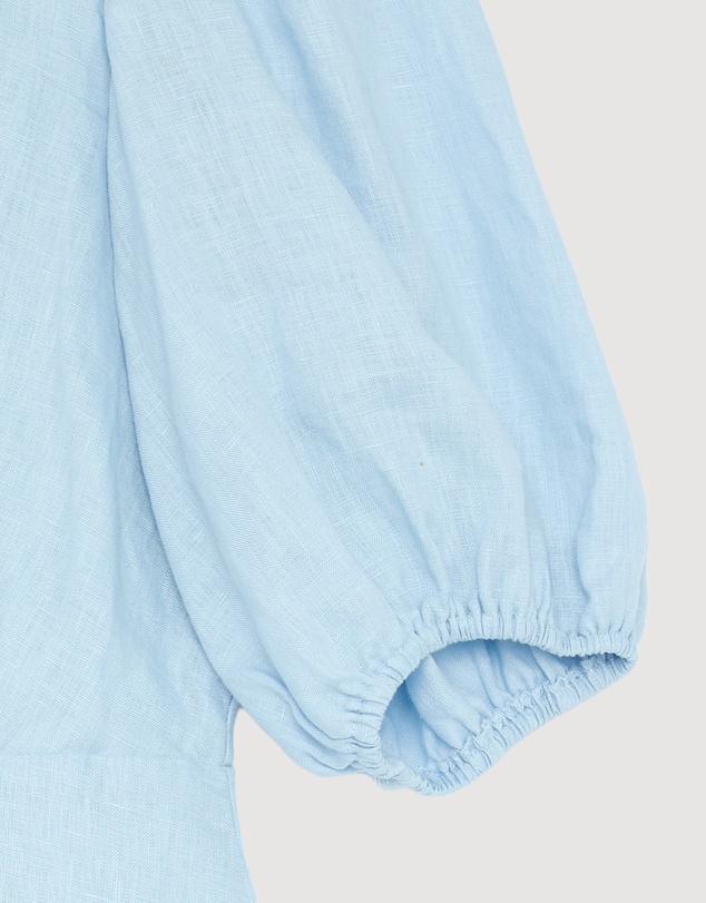 Revibe - Repaired AERE Elowen Linen Puff Sleeve Midi Dress - AU 14