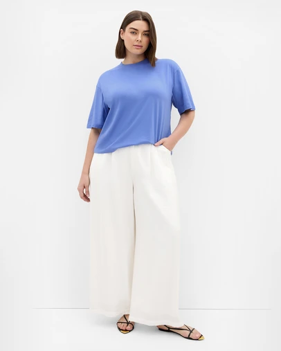 City Chic - Plus size Oversized Crew Neck Tee - cornflower