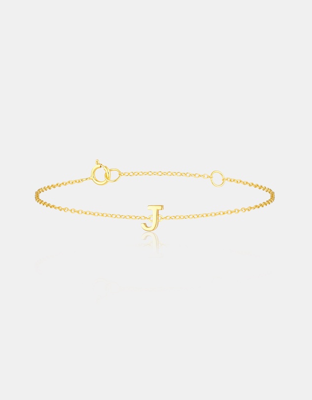 The Silver Collective - Petite A-Z Letter Bracelet Gold - J