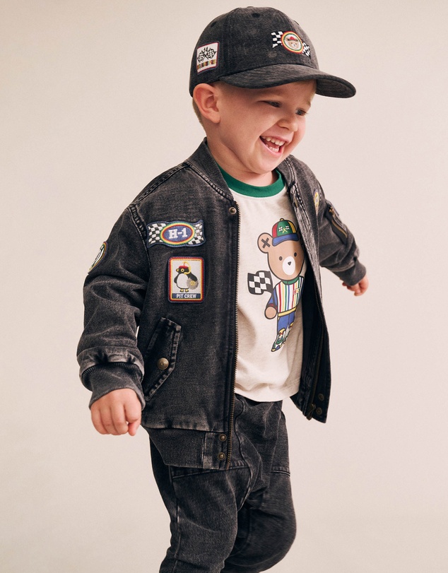 Huxbaby - Knit Denim Patches Jacket - Babies-Kids