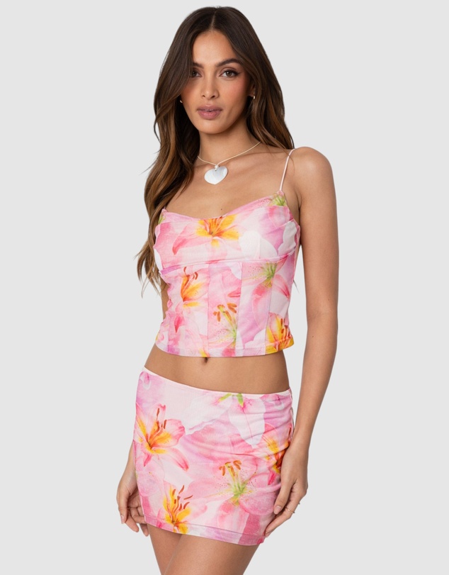 EDIKTED - Stassi Cowl Neck Printed Corset
