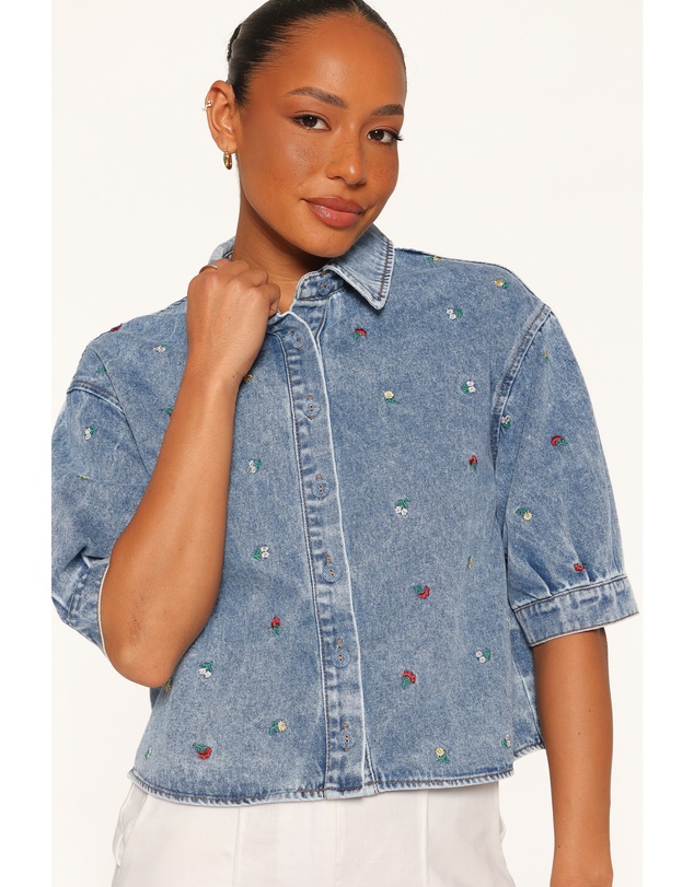 Petal & Pup - Nerys Embroidered Shirt - Medium Wash