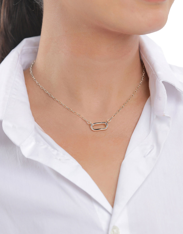Elli Jewelry - Carabiner Paperclip Chain Necklace in 925 Silver