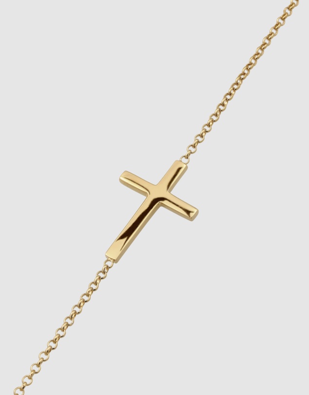 Elli Jewelry - Sideways Cross Pendant Necklace in Gold-Plated 925 Silver